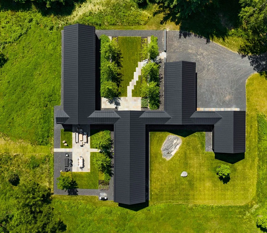 Aerial view of the Woodhouse property